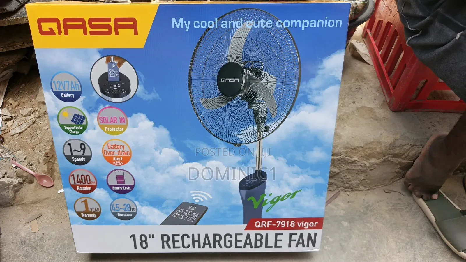 18-inch Rechargeable Standing Fan Qasa Qrf-7918