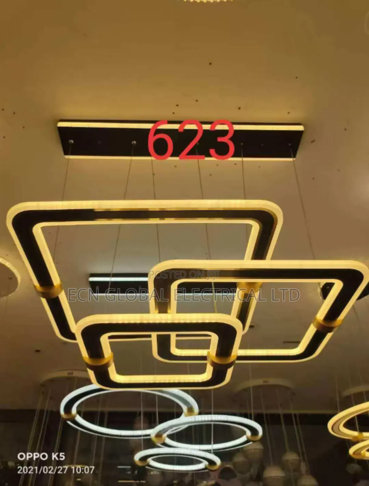 Led Square Chandelier Blue Warm White Modern Ceiling Light