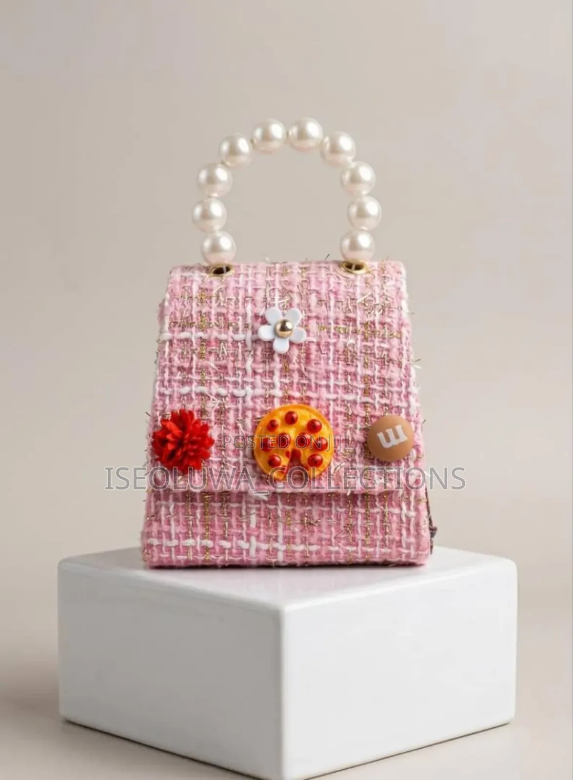Adorable Kawaii Pastel Baby Bag – Soft Fluffy Handle Bow Detail
