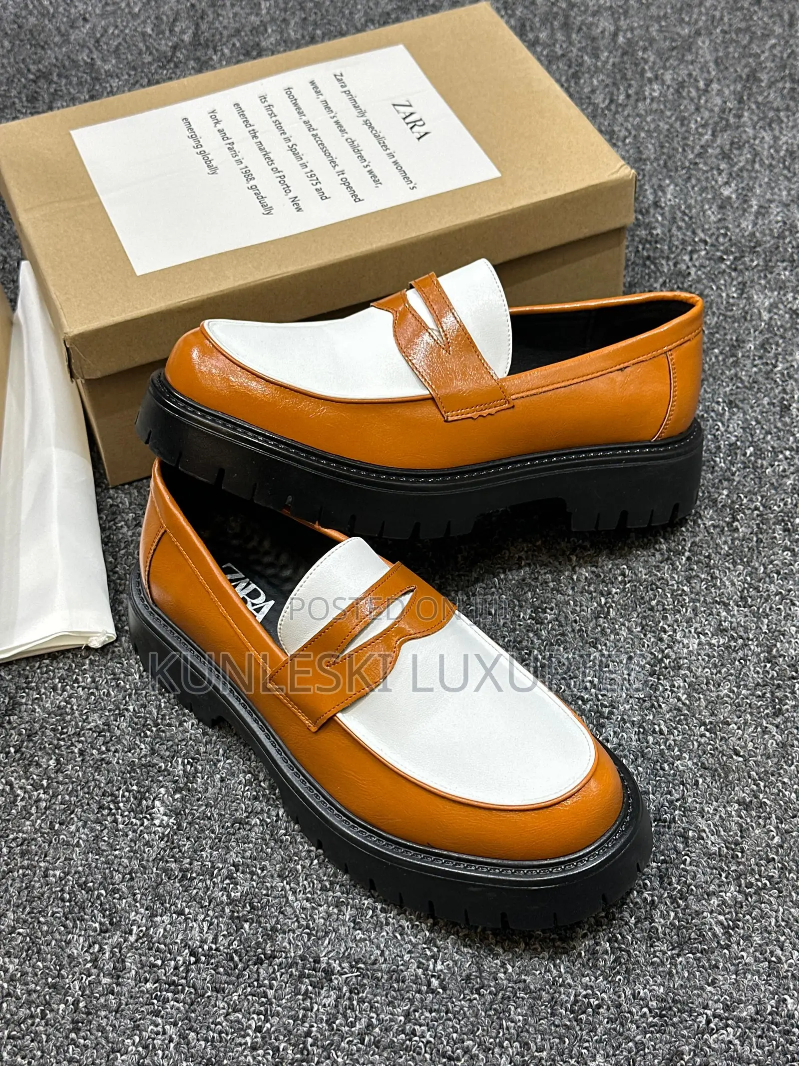 Original Zara Chunky Sole Leather Shoes For Men