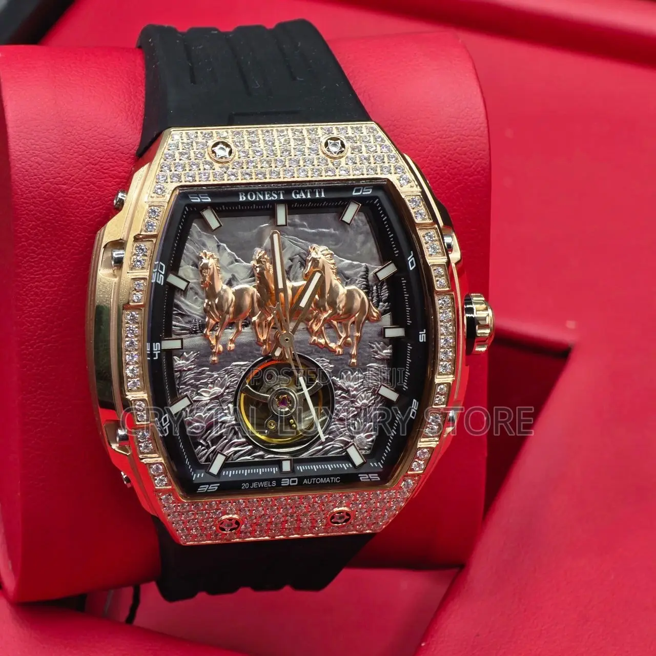 Bonest Gatti Quality Luxury Men Chronograph Rubber Strap Wristwatch