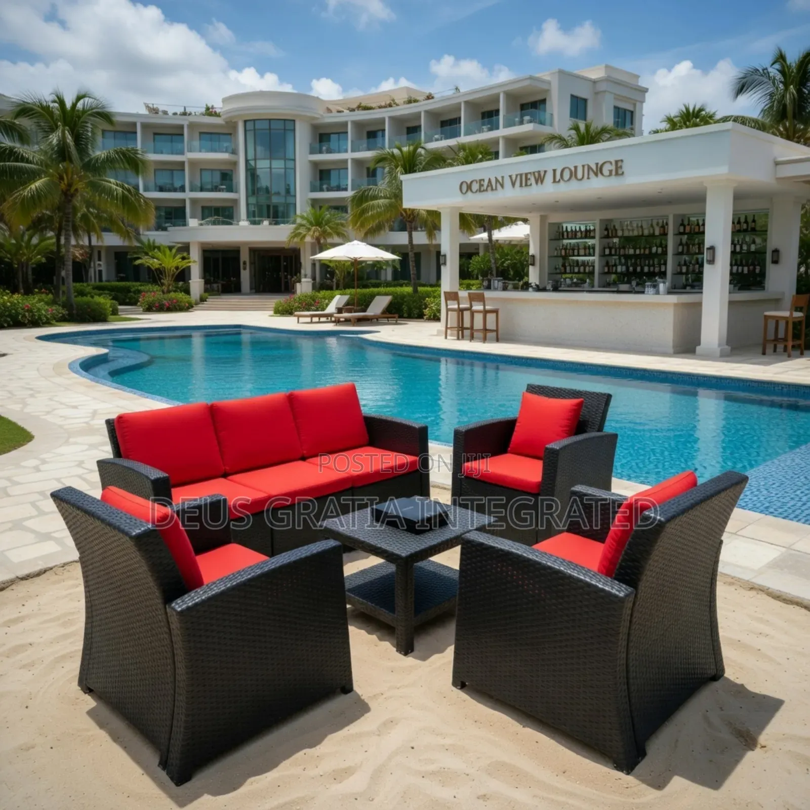 “Luxury Outdoor Sofa Set – Lekki / Lagos – Waterproof Plastic Rattan