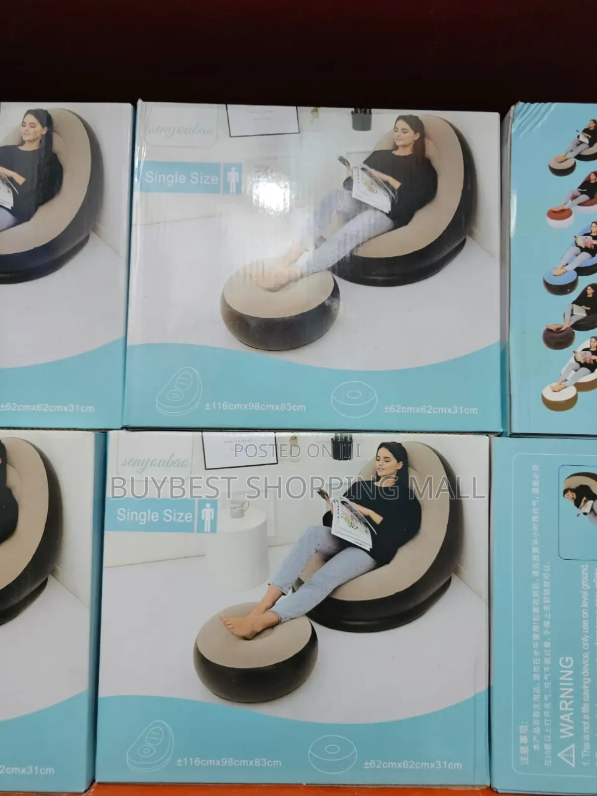 Inflatable Relaxing Sofa Chair + Foot Rest + Manual Pump
