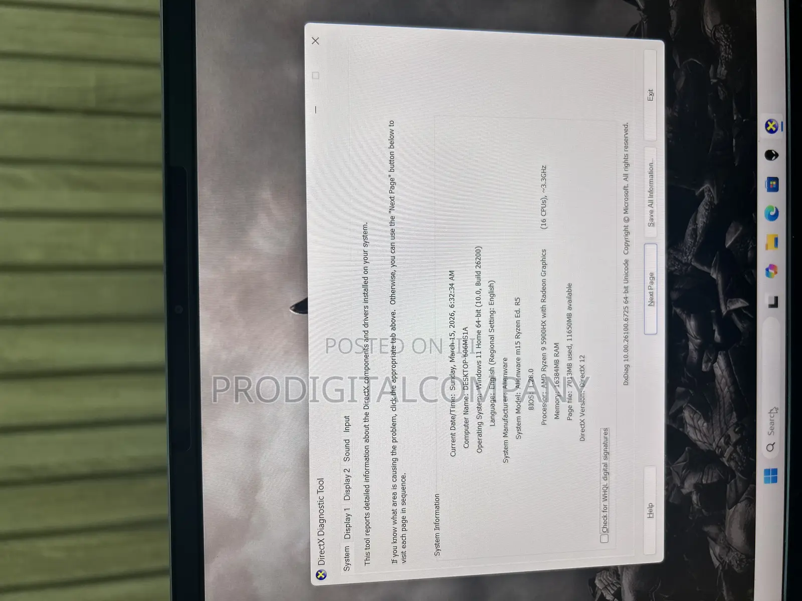 Laptop Dell Allenware M15 R5 16GB AMD Ryzen 9 SSD 1T