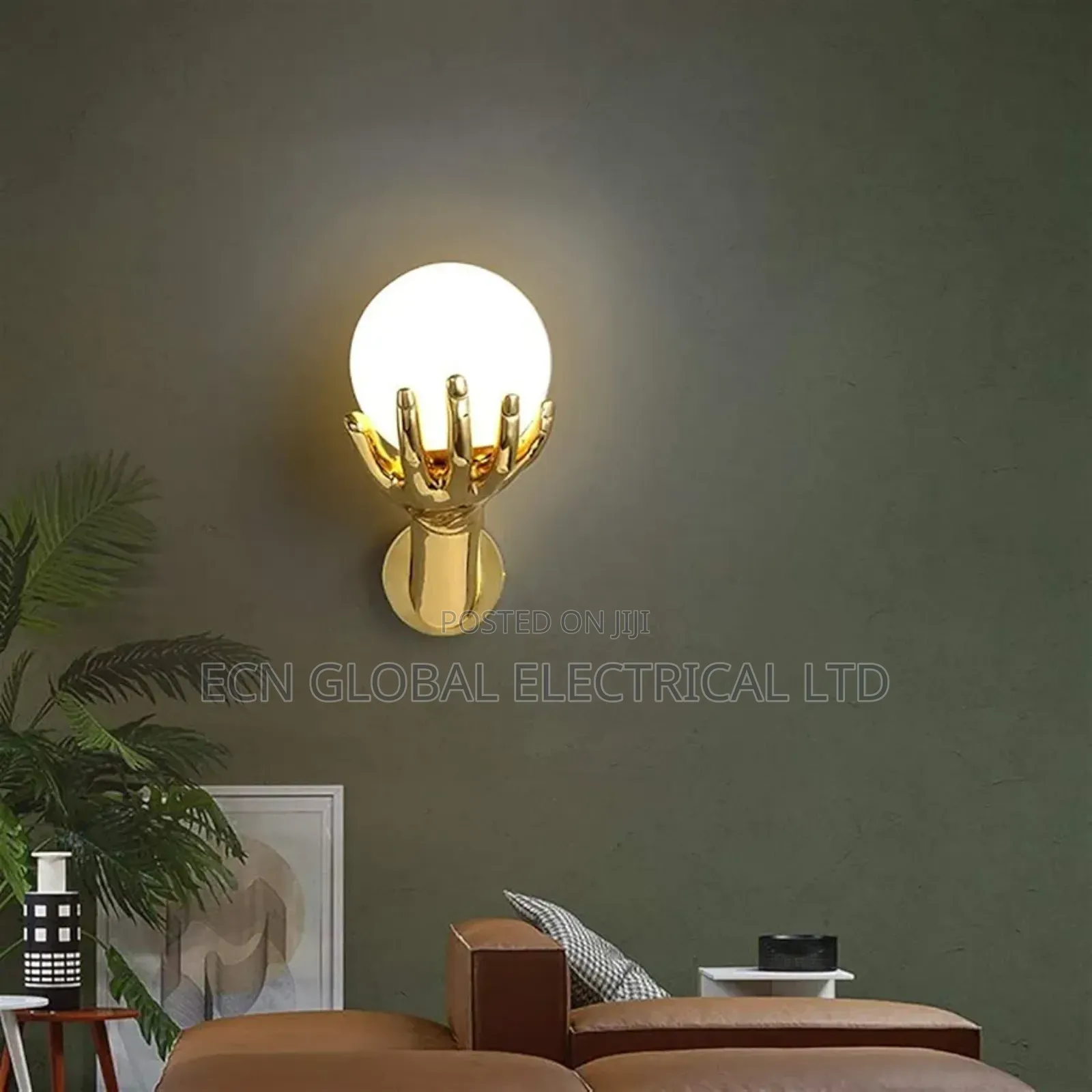 Golden Hand Glass Ball Wall Sconce Light