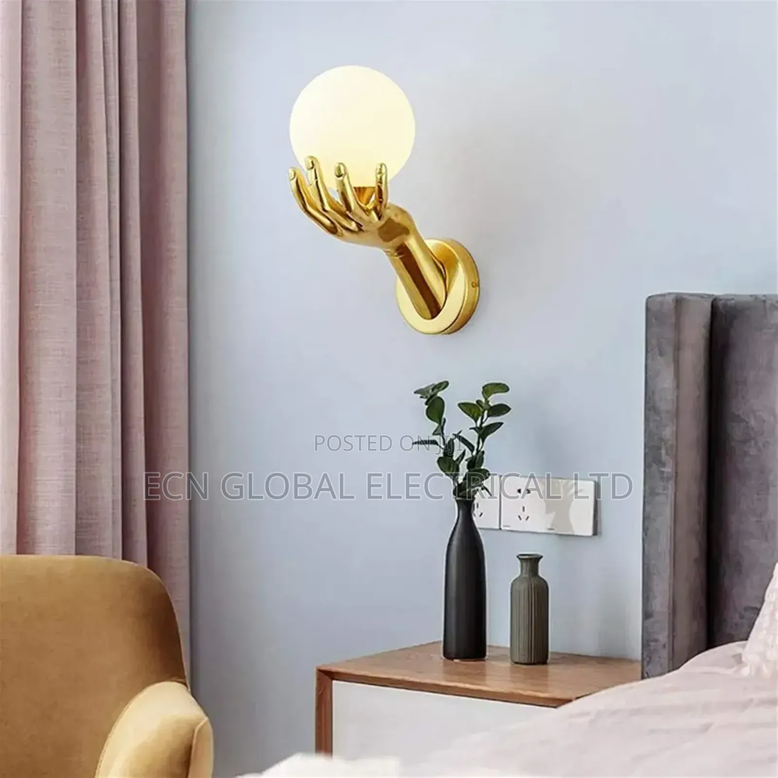 Golden Hand Glass Ball Wall Sconce Light