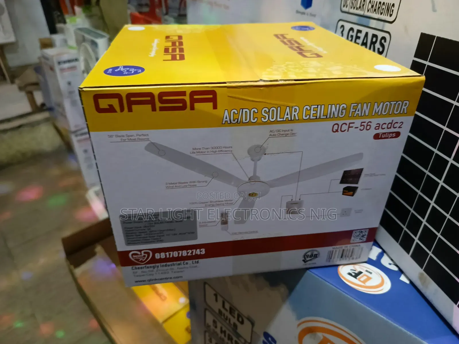 White Qasa Ceiling Fan Ac/Dc