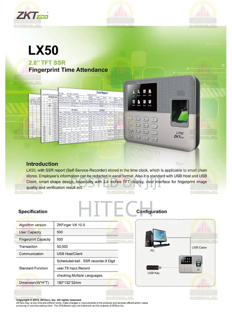 Zkteco Lx50 Time and Attendance