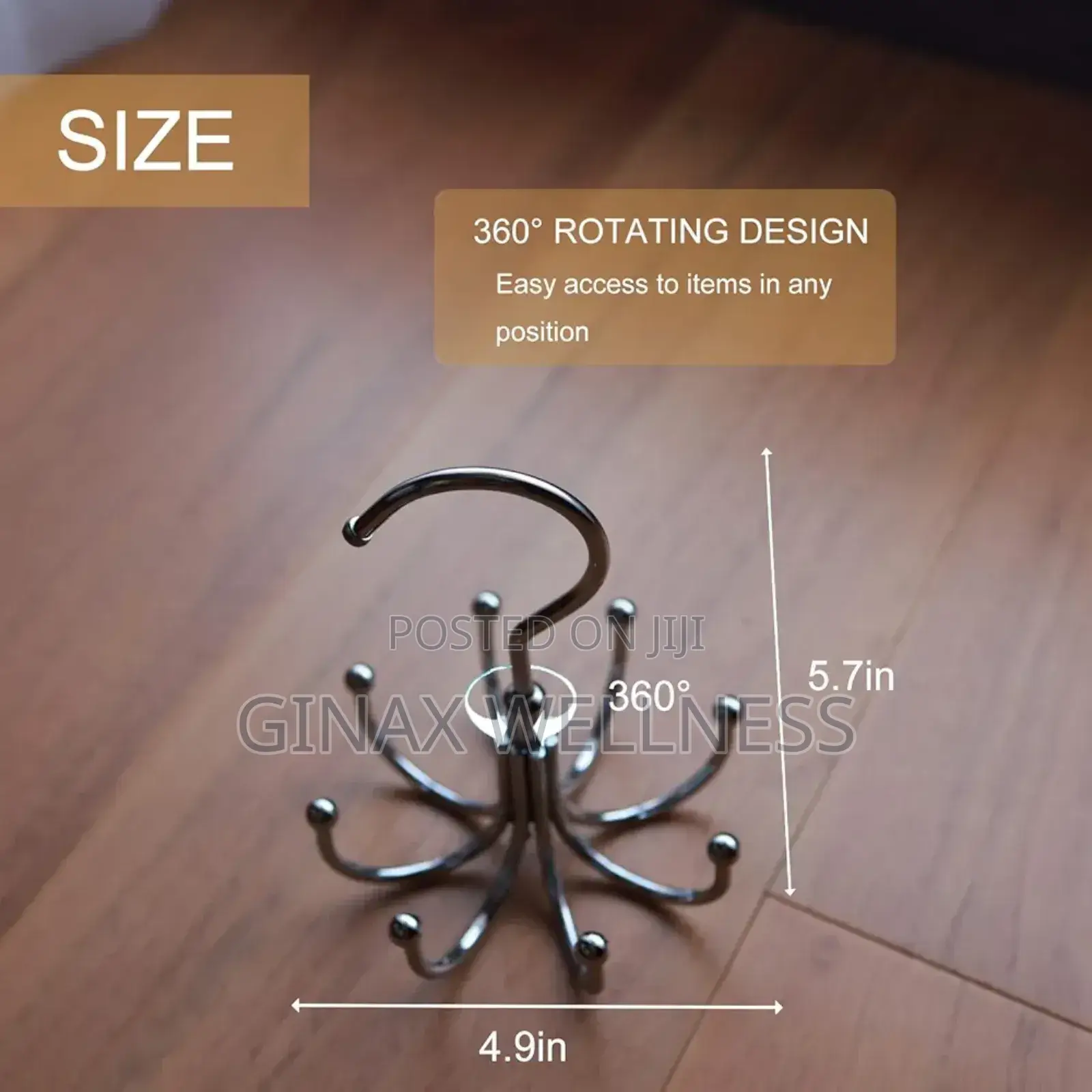 8-Hook 360° Steel Rotating Hanger | Space Saving Wardrobe Organizer