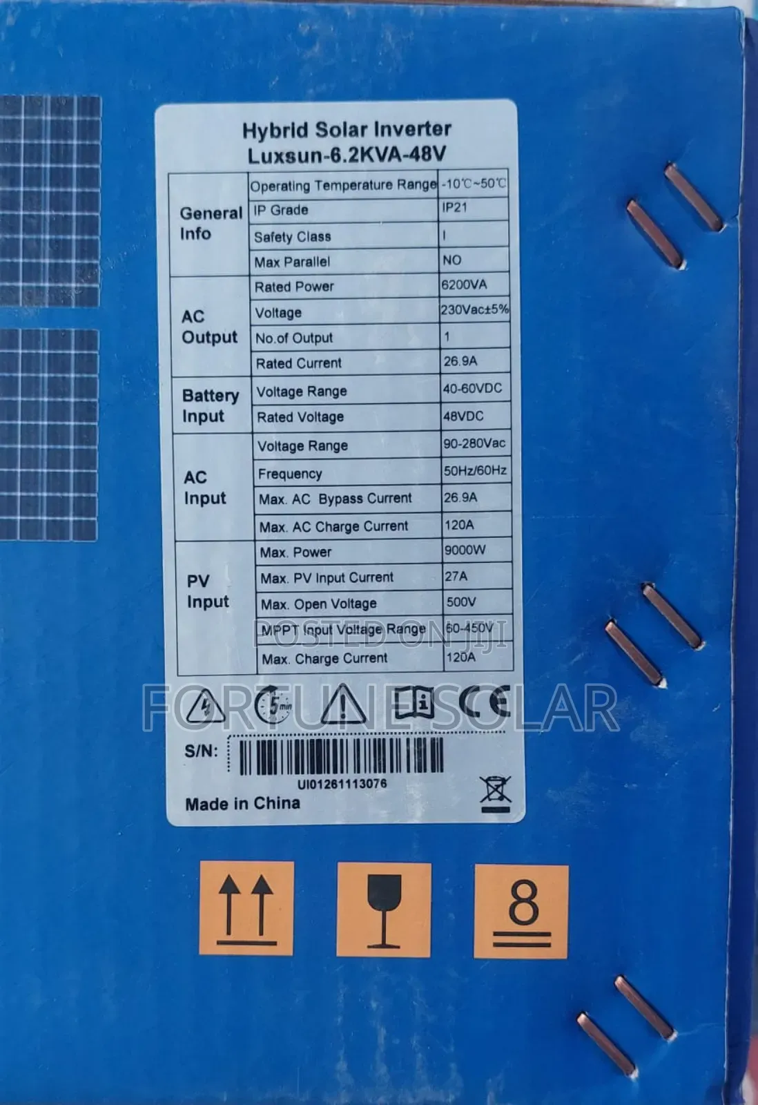 6.2kva 48 Hybrid Inverter Luxsun Transformer Less
