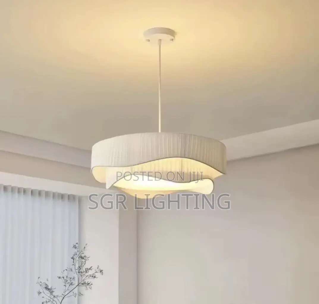 Nordic Designer Pleated Fabric Led Pendant Light Bedroom Chandelier