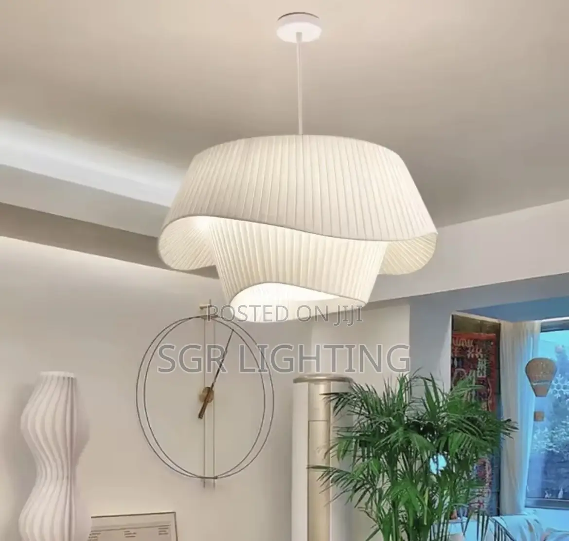 Nordic Designer Pleated Fabric Led Pendant Light Bedroom Chandelier