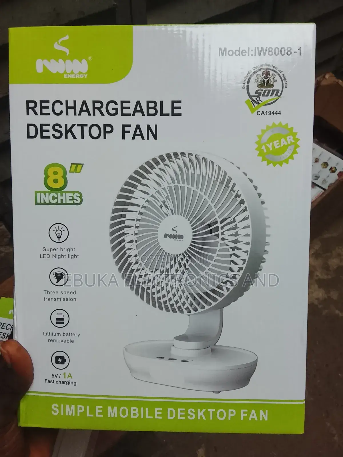 8 Inches Rechargeable Desktop Fan Is Available