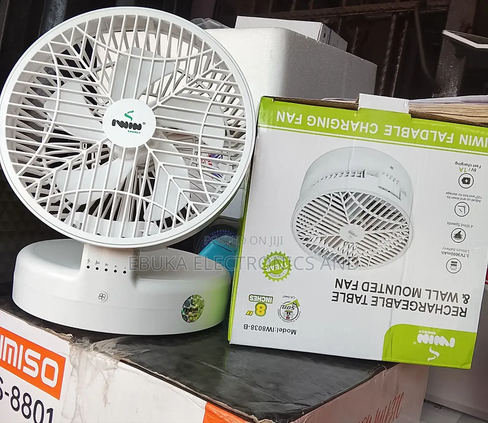 8 Inches Rechargeable Table Fan and Wall Mounted Fan Is Available