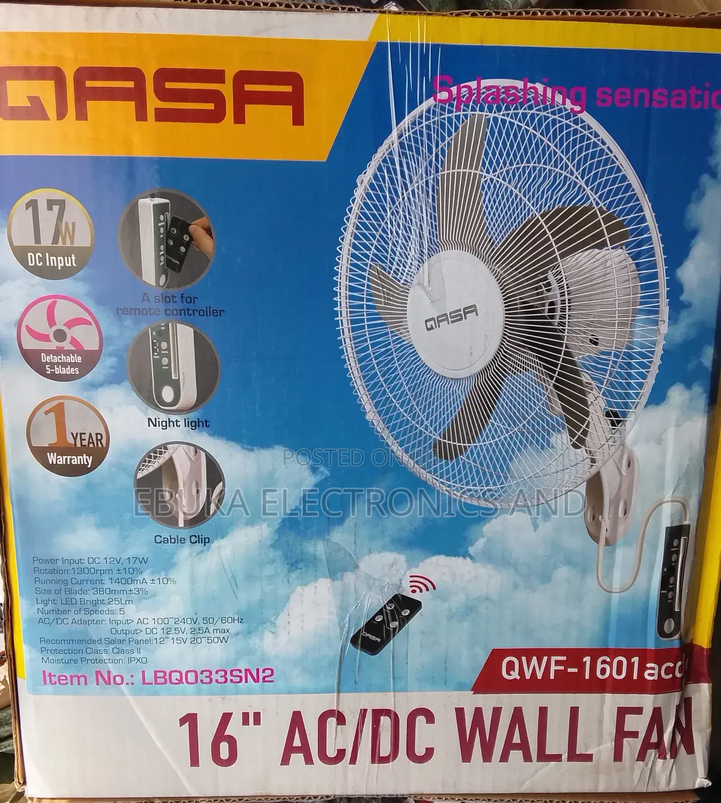 Gasa 16 Inches Ac and Dc Wall Fan Is Available