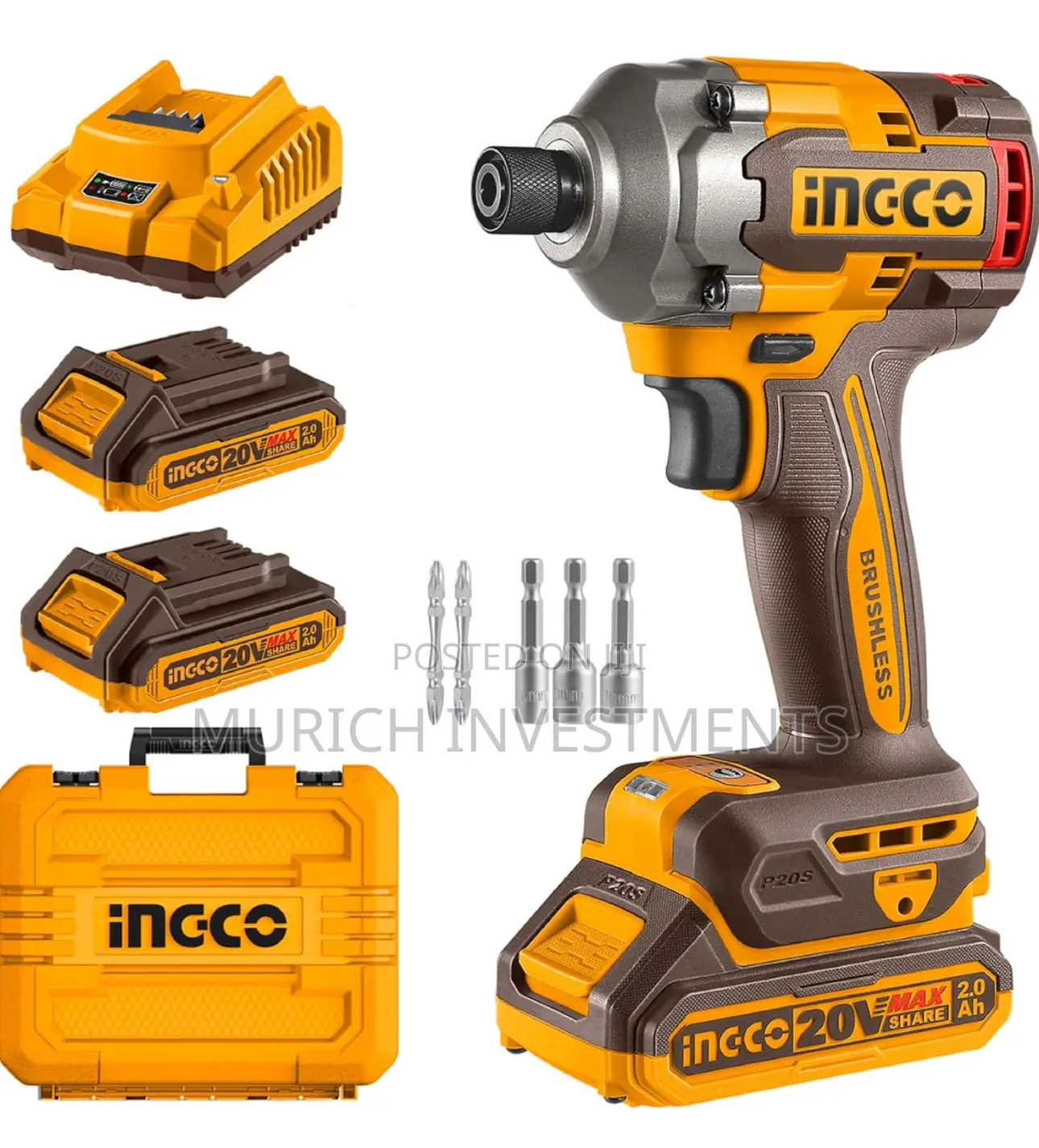 Ingco 20v Brushless Impact Driver 285nm, With Variable Speed Contro