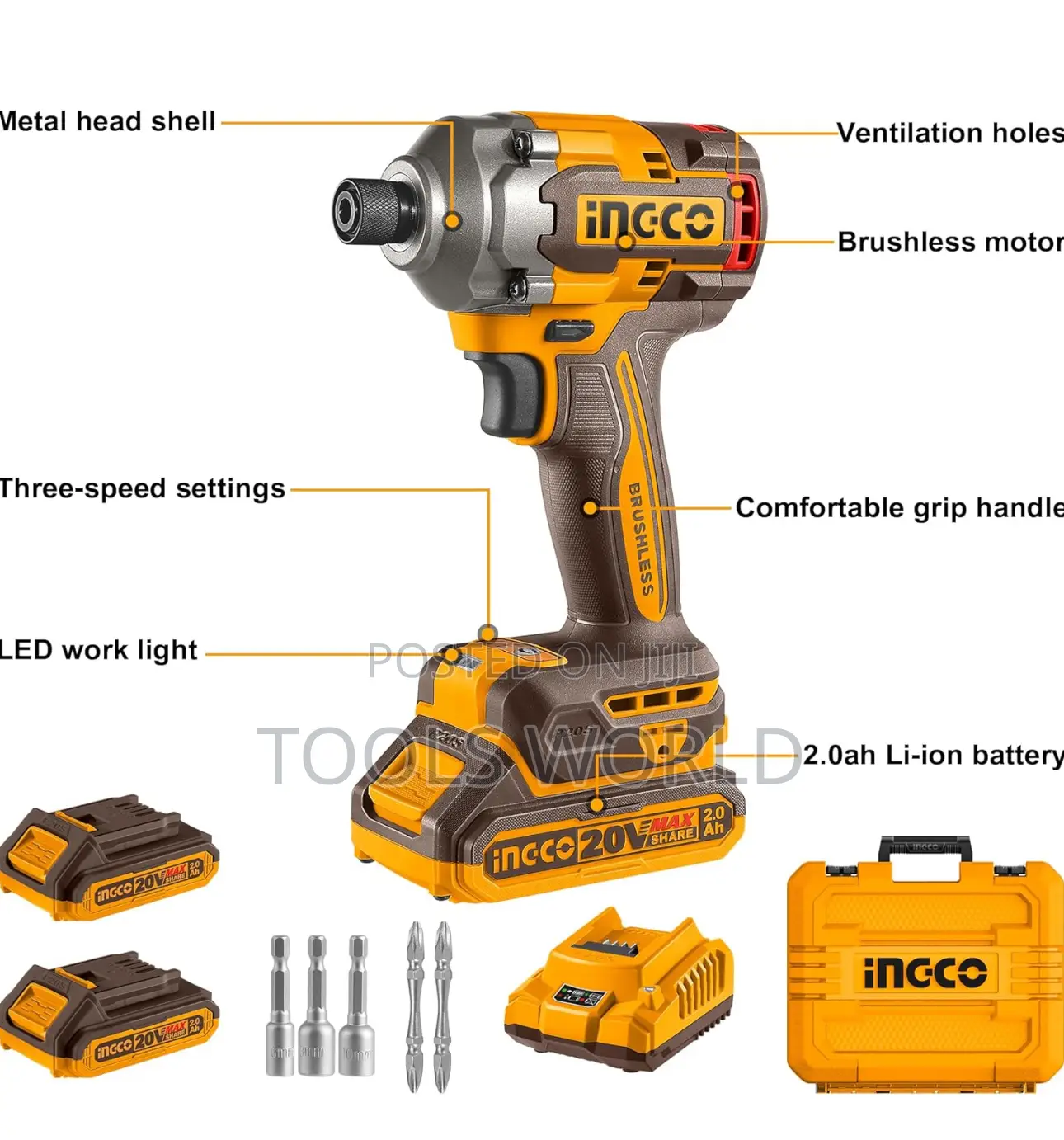 Ingco Cirli2028 Cordless Impact Driver 285nm