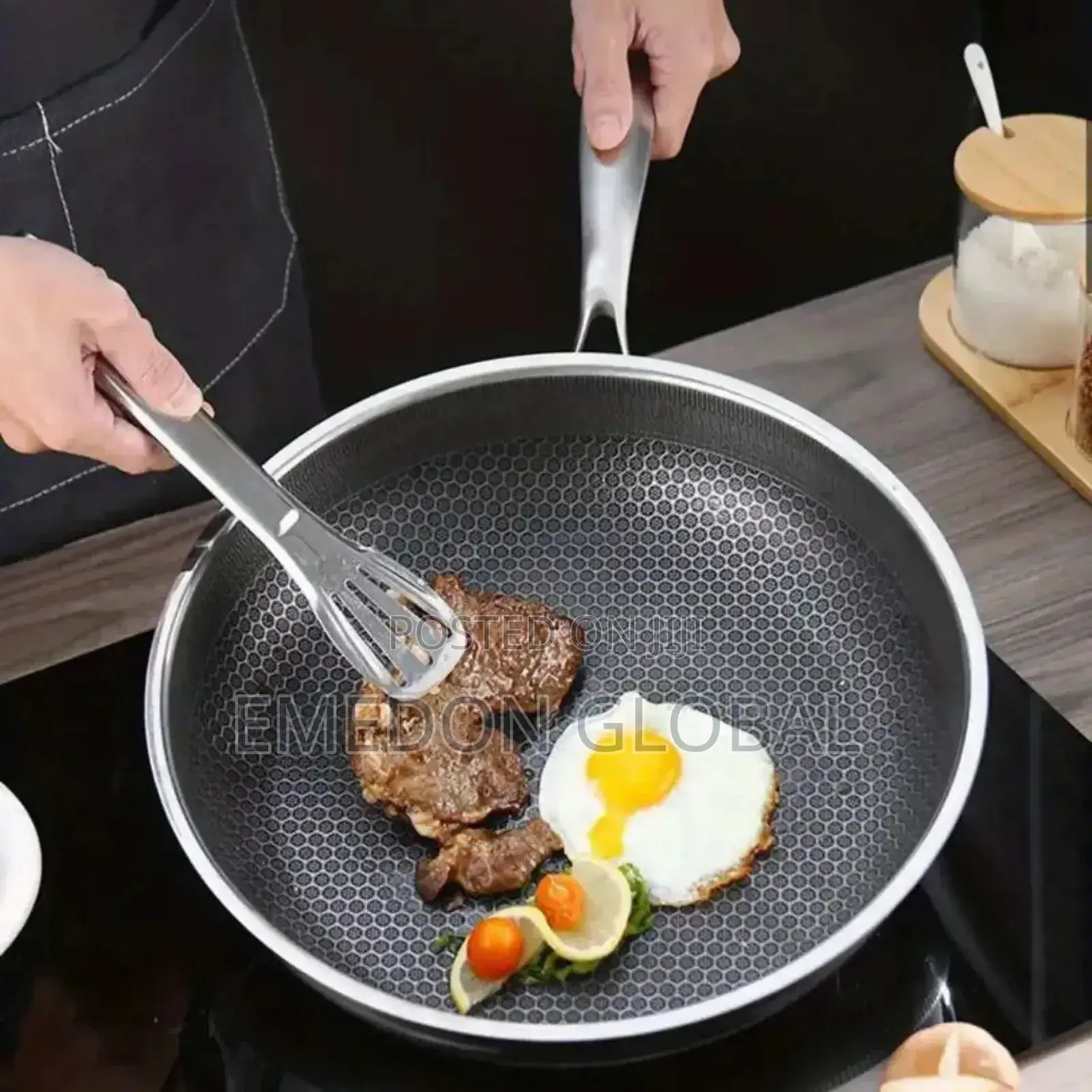 304 Quality Stainless Steel Honeycomb Non-Stick Fry Pan. 32,30,28cm