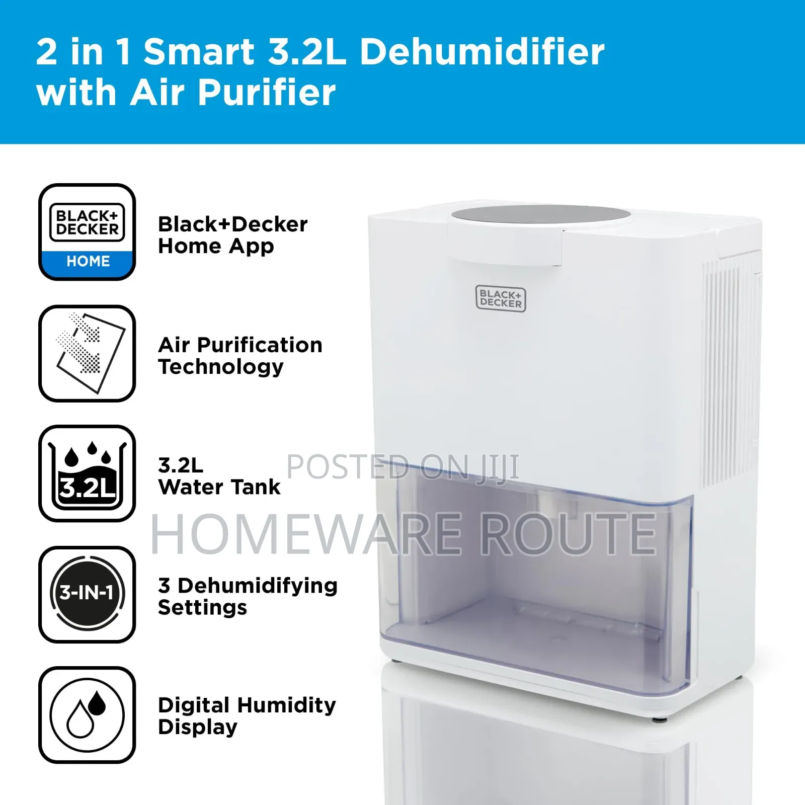 Black and Decker 3.2 Litre Smart Dehumidifier and Air Purifier