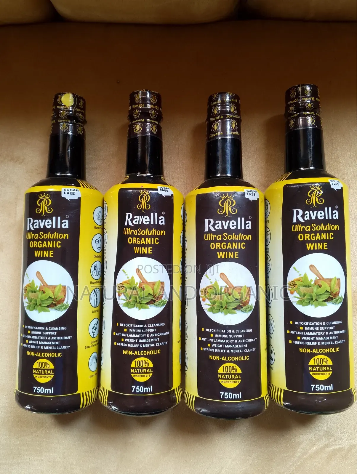 Ravella Ultra Solution Organic Wine By 4 Big Bottles (750ml By 4)