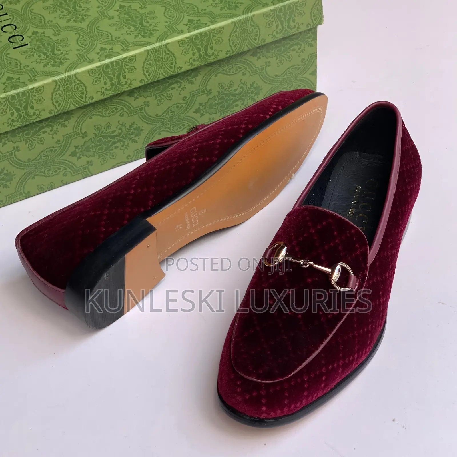 Original Gucci Velvet Loafers Shoes