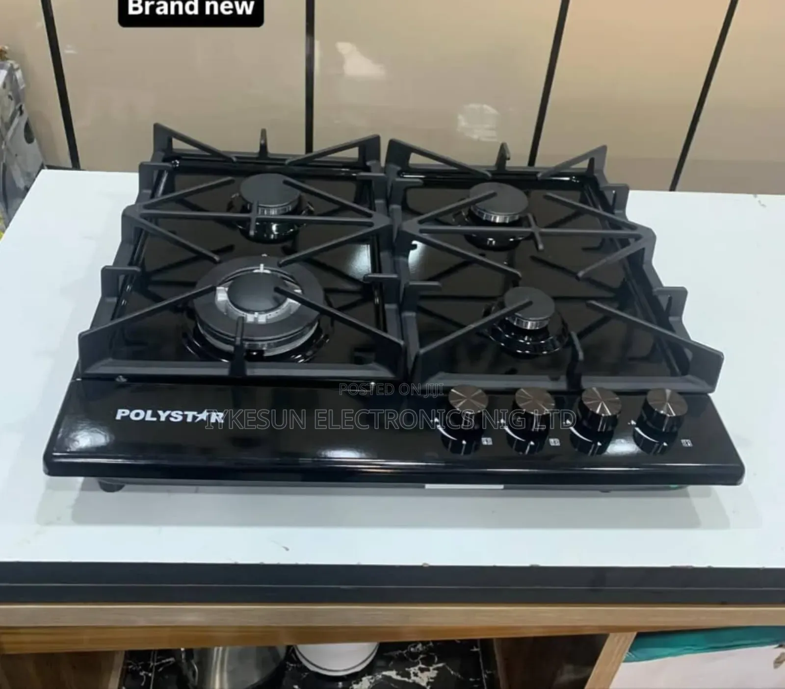 Original Polystar Built-in 60cm Premium 4 Burners Black Stainless Gas
