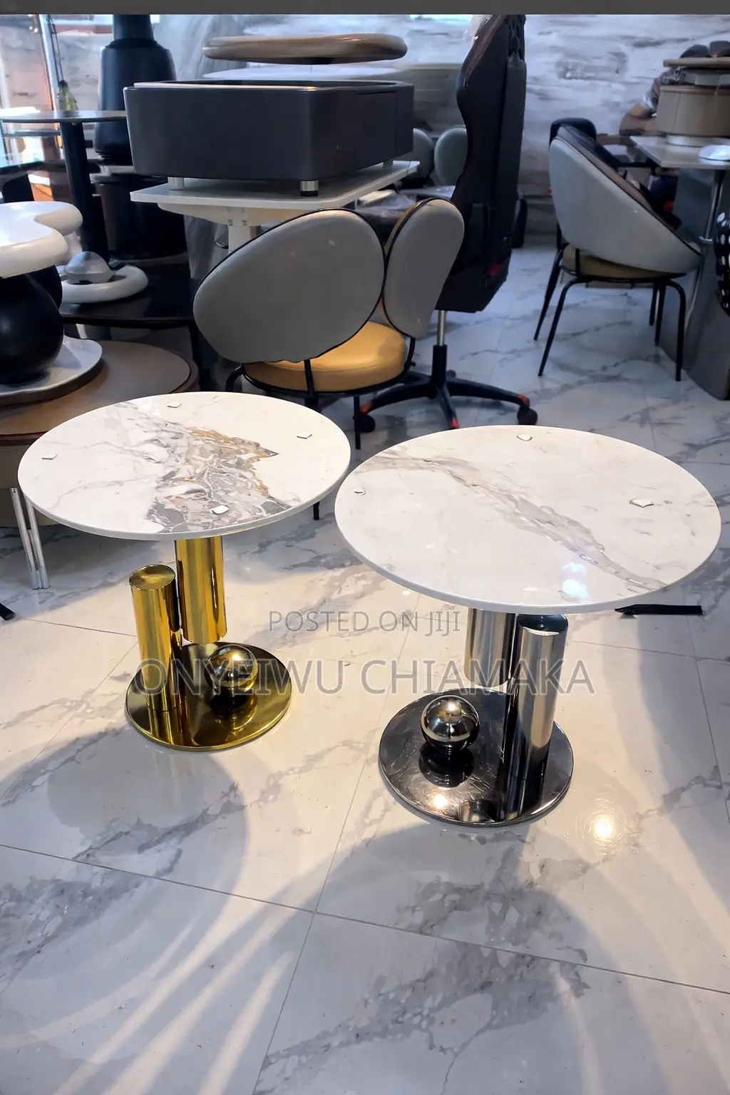Modern Marble Top Side Tables – Luxury Gold Black Finish