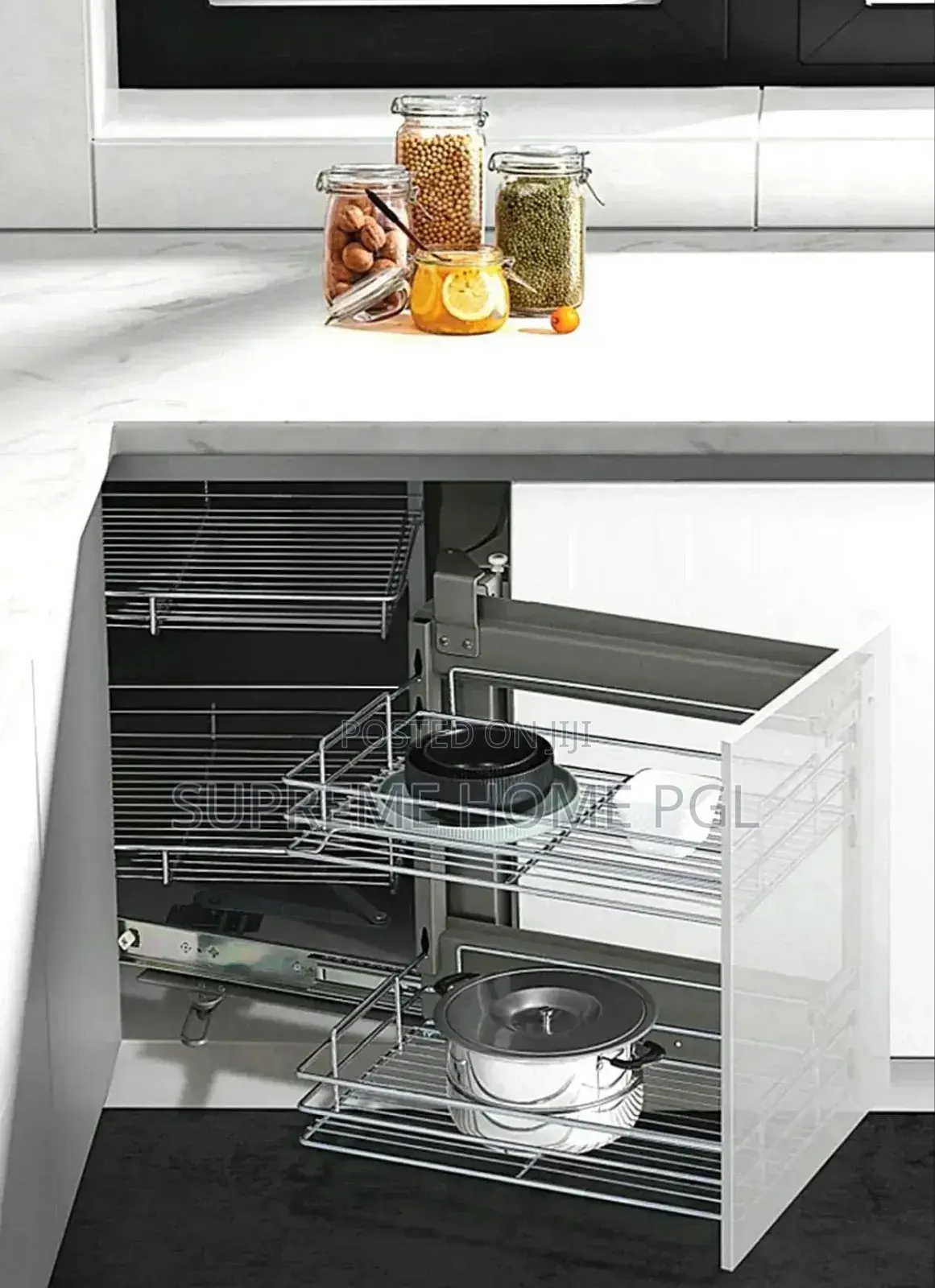 Kitchen Cabinet Corner Basket Organizer