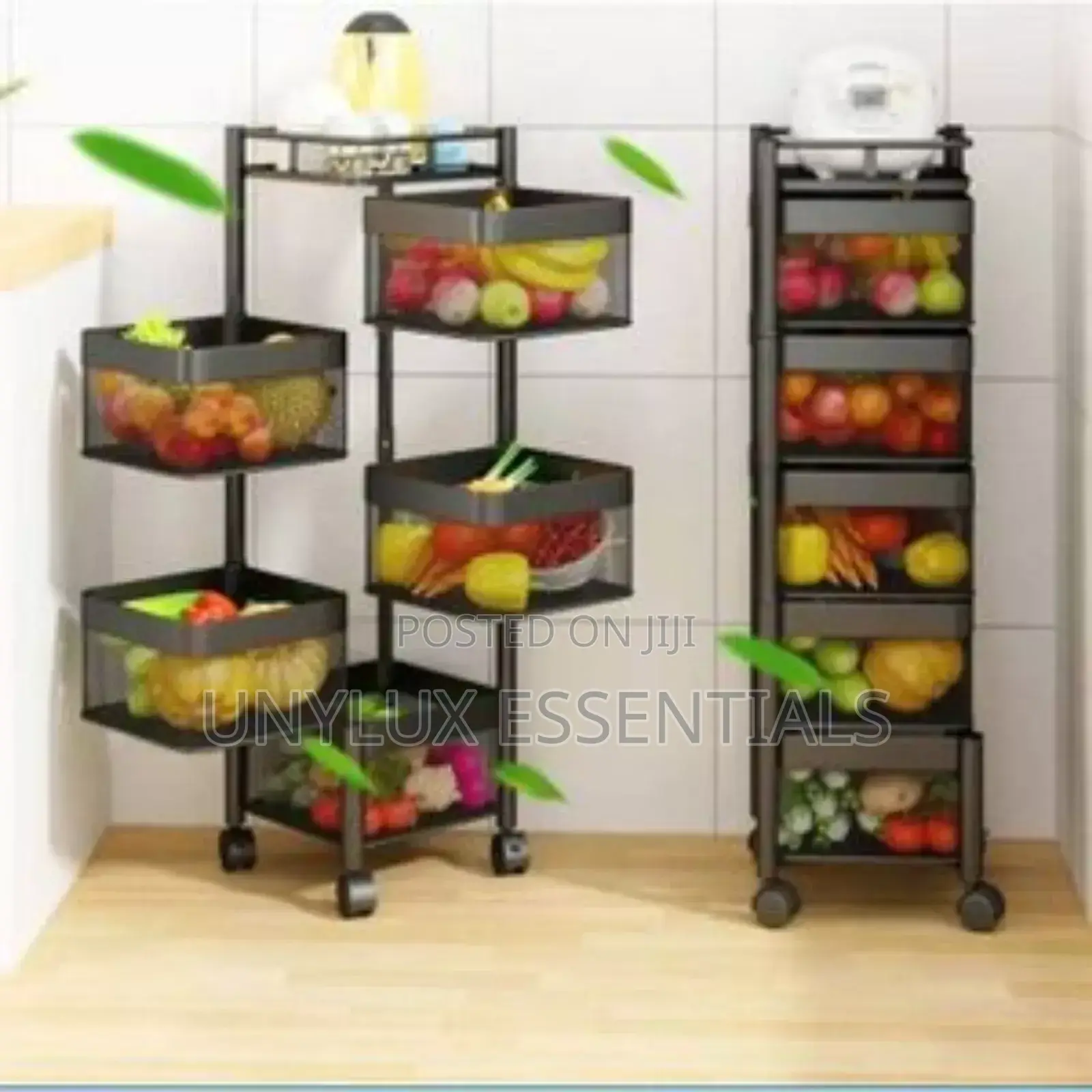 5 Tier Rotatable Kitchen Multipurpose Storage Trolley Basket