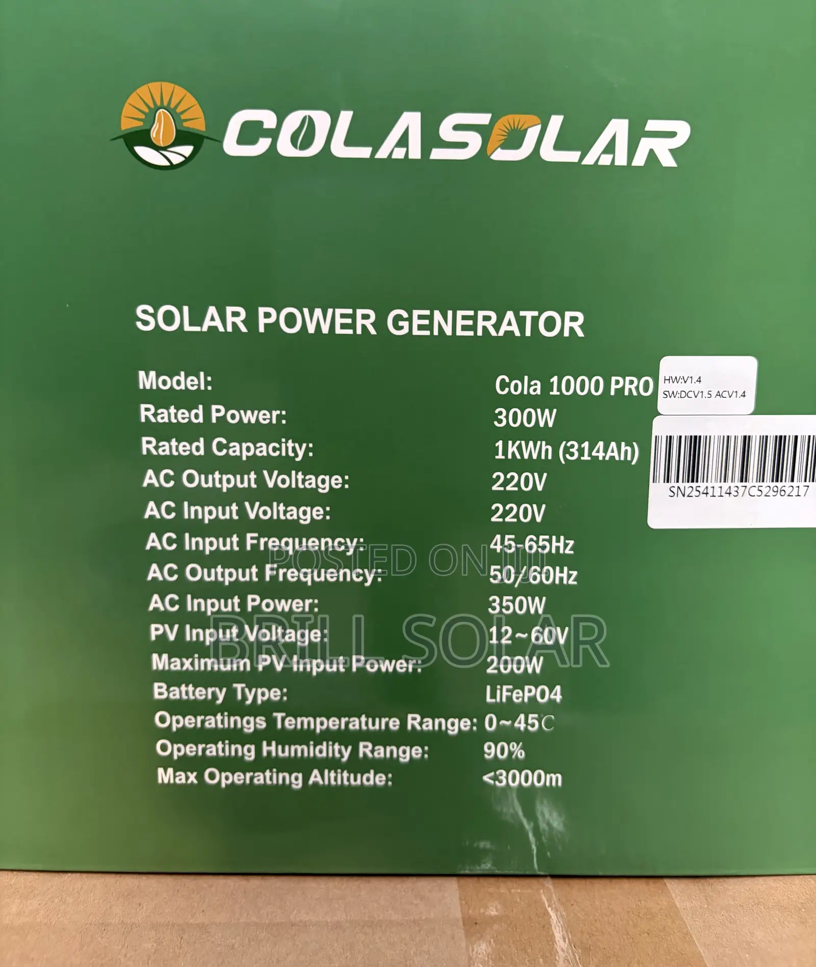 1kwh Cola All-in-One Energy Storage System (1000 Pro)