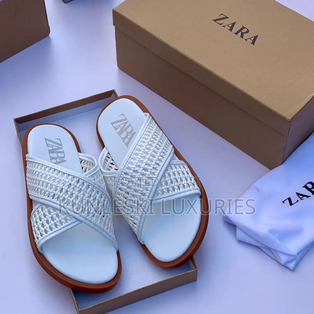 Original Zara Interwoven Net Leather Slippers in 2 Design