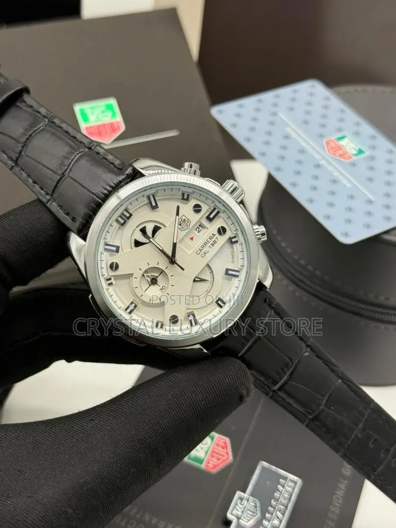 Tag Heuer Quality Men Genuine Leather Wristwatch