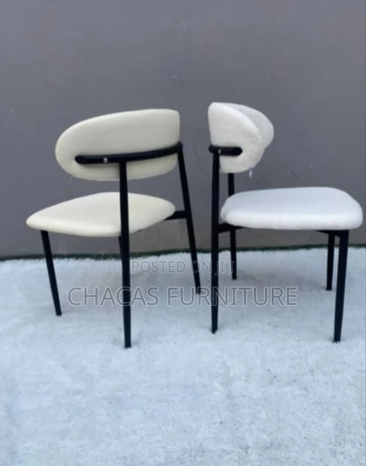 Premium Dining Chair - Luxury Cream Leatherette Fabric Accent Seat