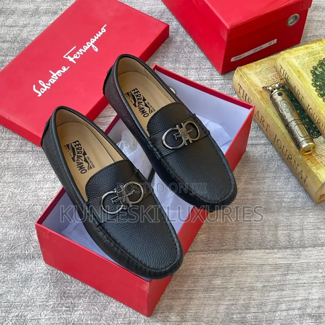 Original Salvatore Ferragamo Black Brown Drivers Men’S Shoes