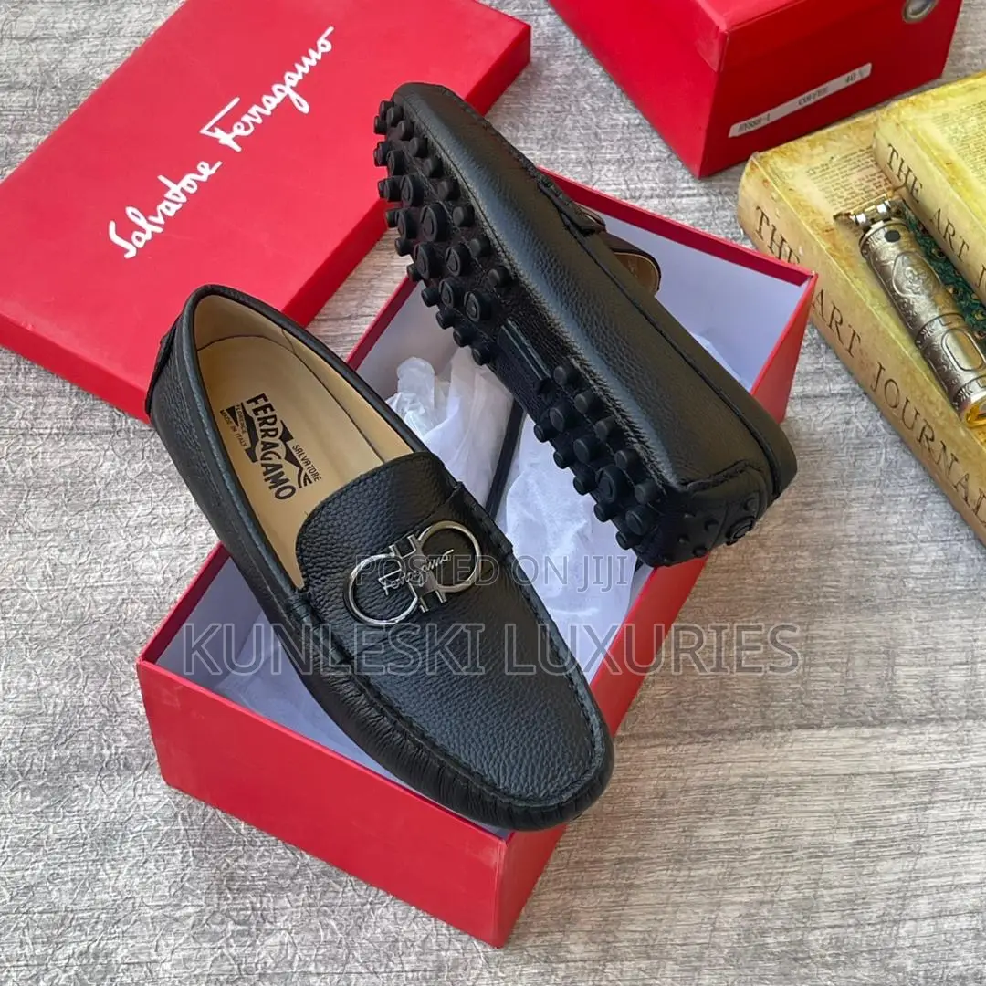 Original Salvatore Ferragamo Black Brown Drivers Men’S Shoes
