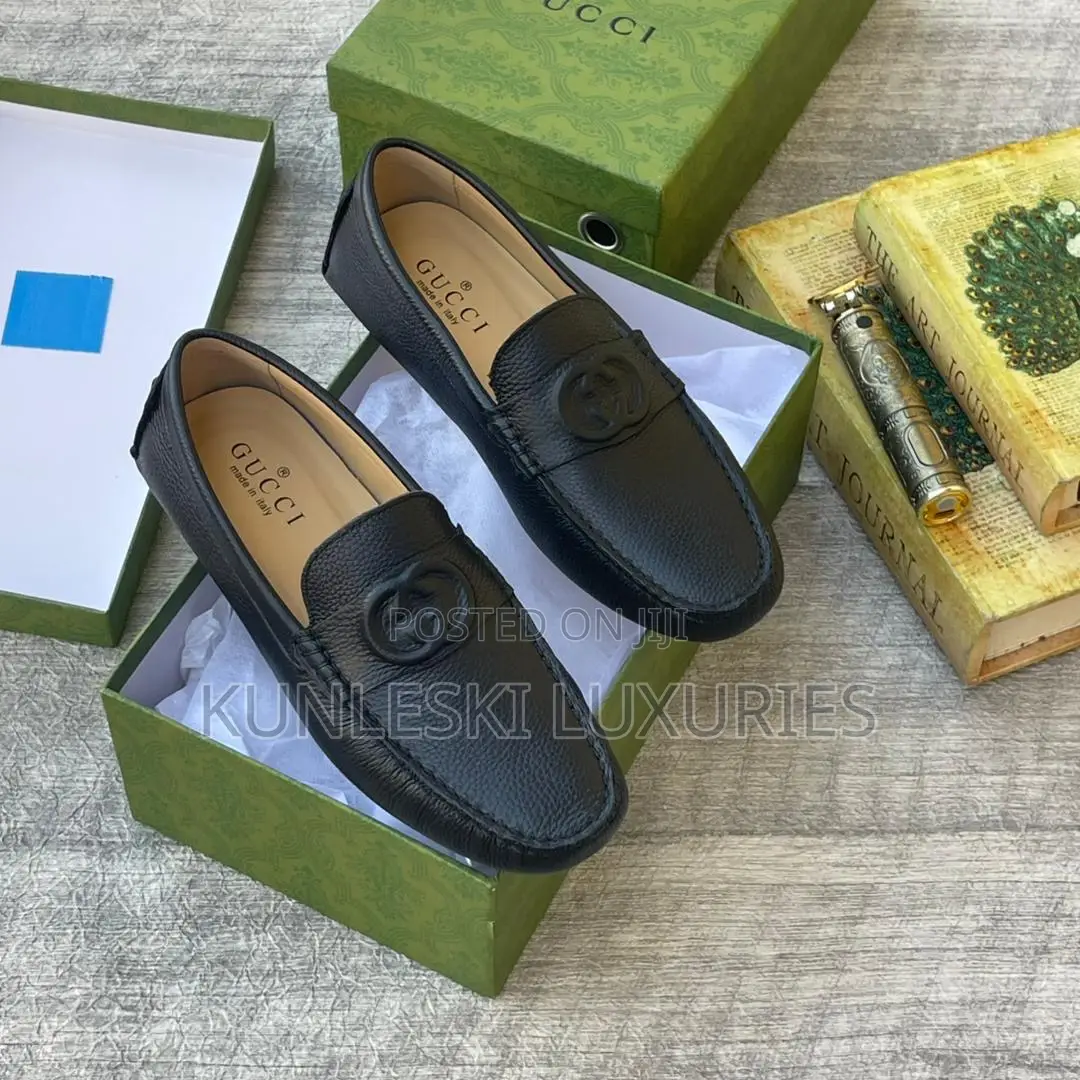 Original Gucci Black Drivers Shoes for Men