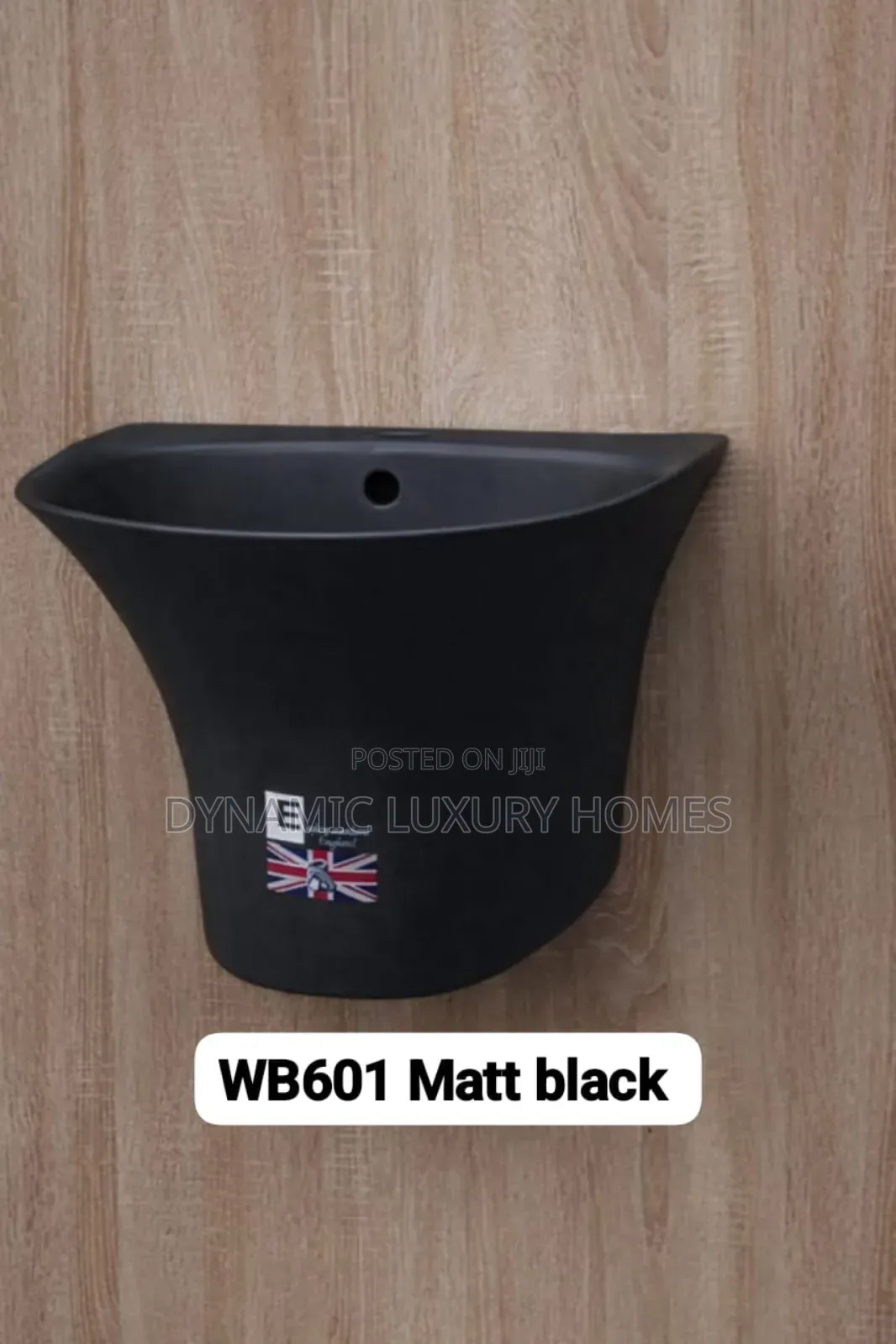 England Matt Black Wall Hung Wash Hand Basin