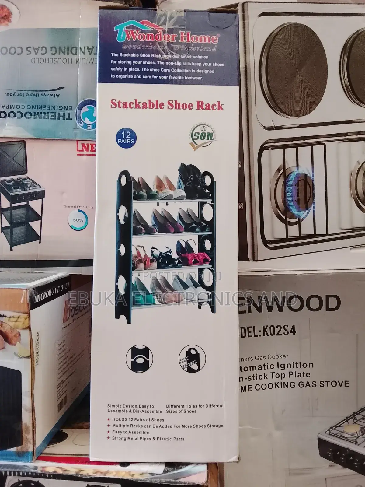 Wonder Home Stackable Shoes Rack 12 Pairs 4 Steps Is Available