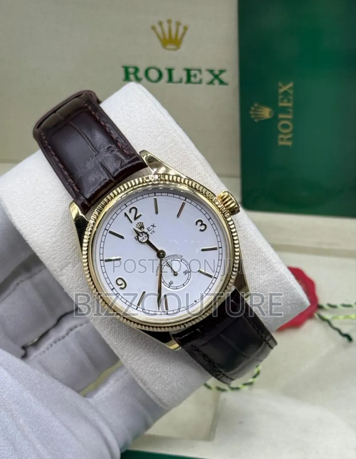 Original Rolex Perpetual Leather Strap Watch Available in Store