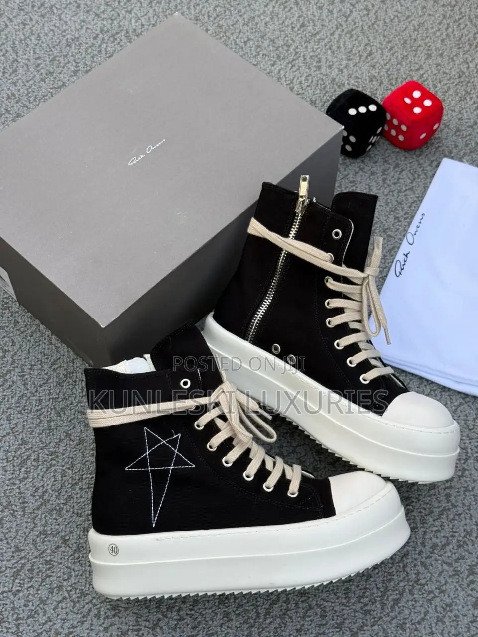 Original Rick Owen Bumper High Top Sneakers in 2 Colors