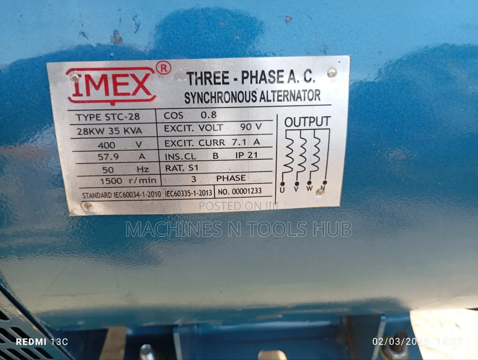1130 Diesel Generator With Alternator 35hp
