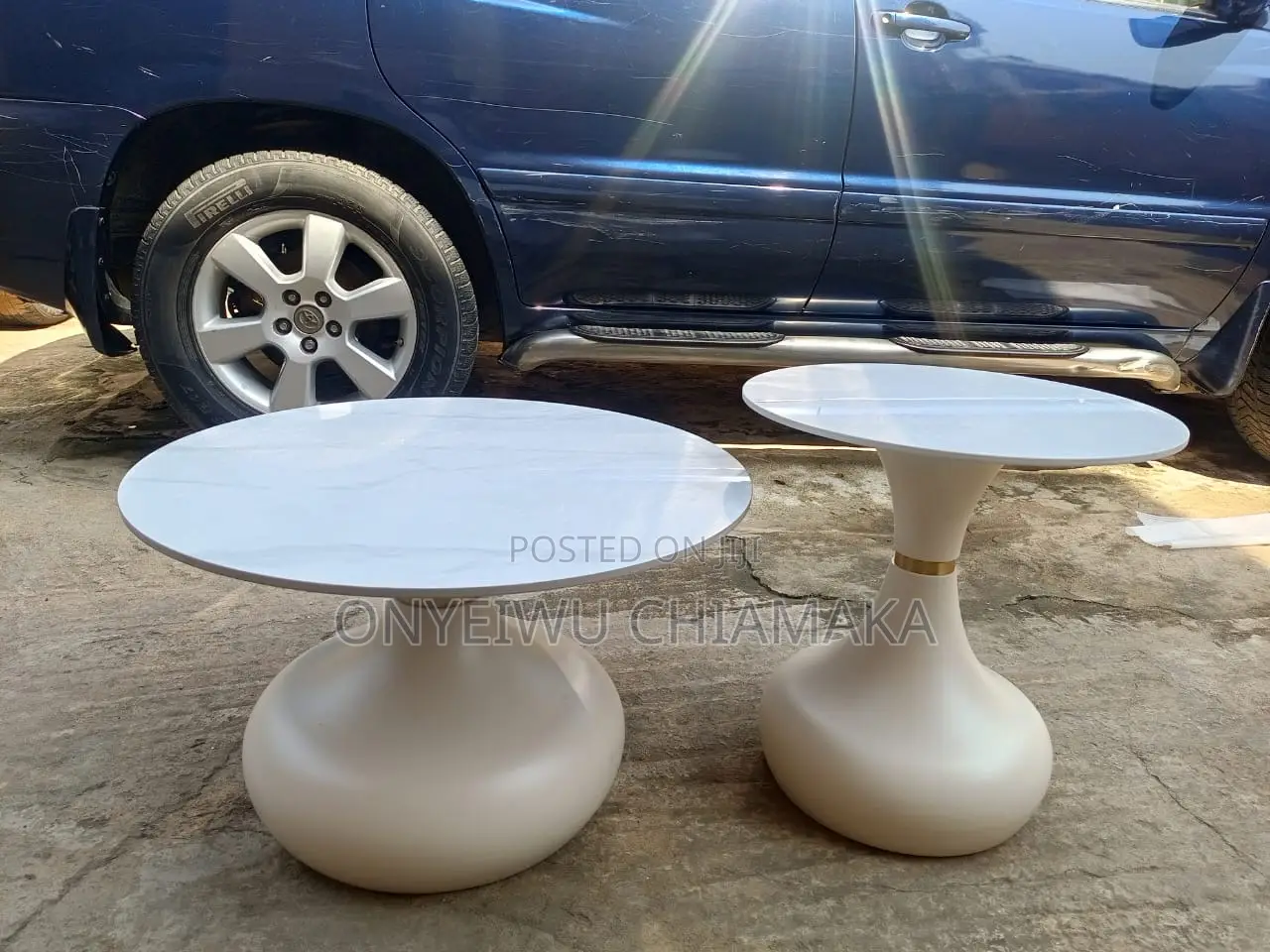 Modern Round Center Table Set (2 Pieces – White)