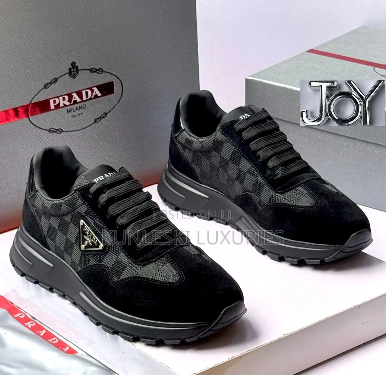Original Prada Milano Men Leather / Suede Sneakers in 2 Designs