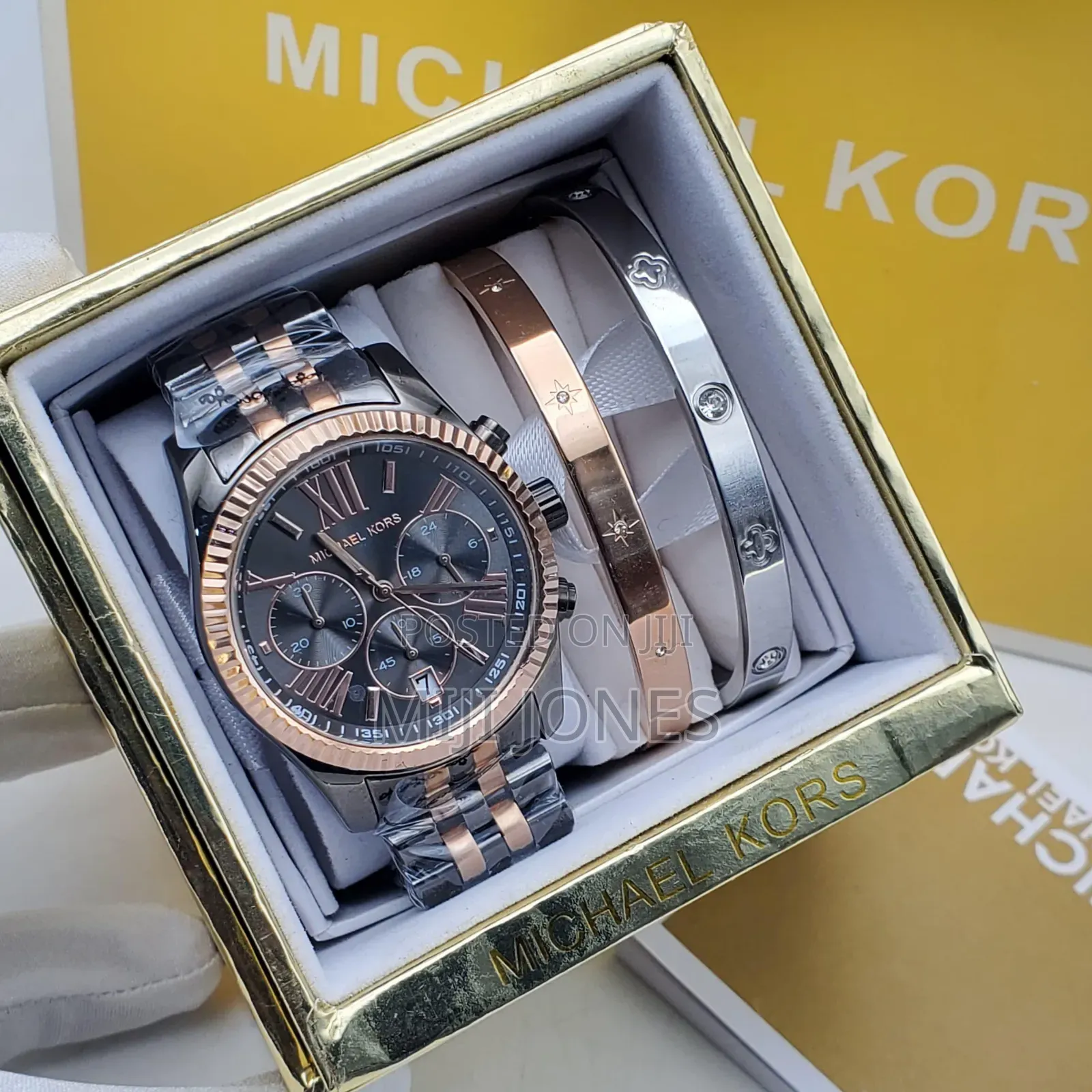 "Elegance in Two Pieces" - Mk Watch Bangle Set