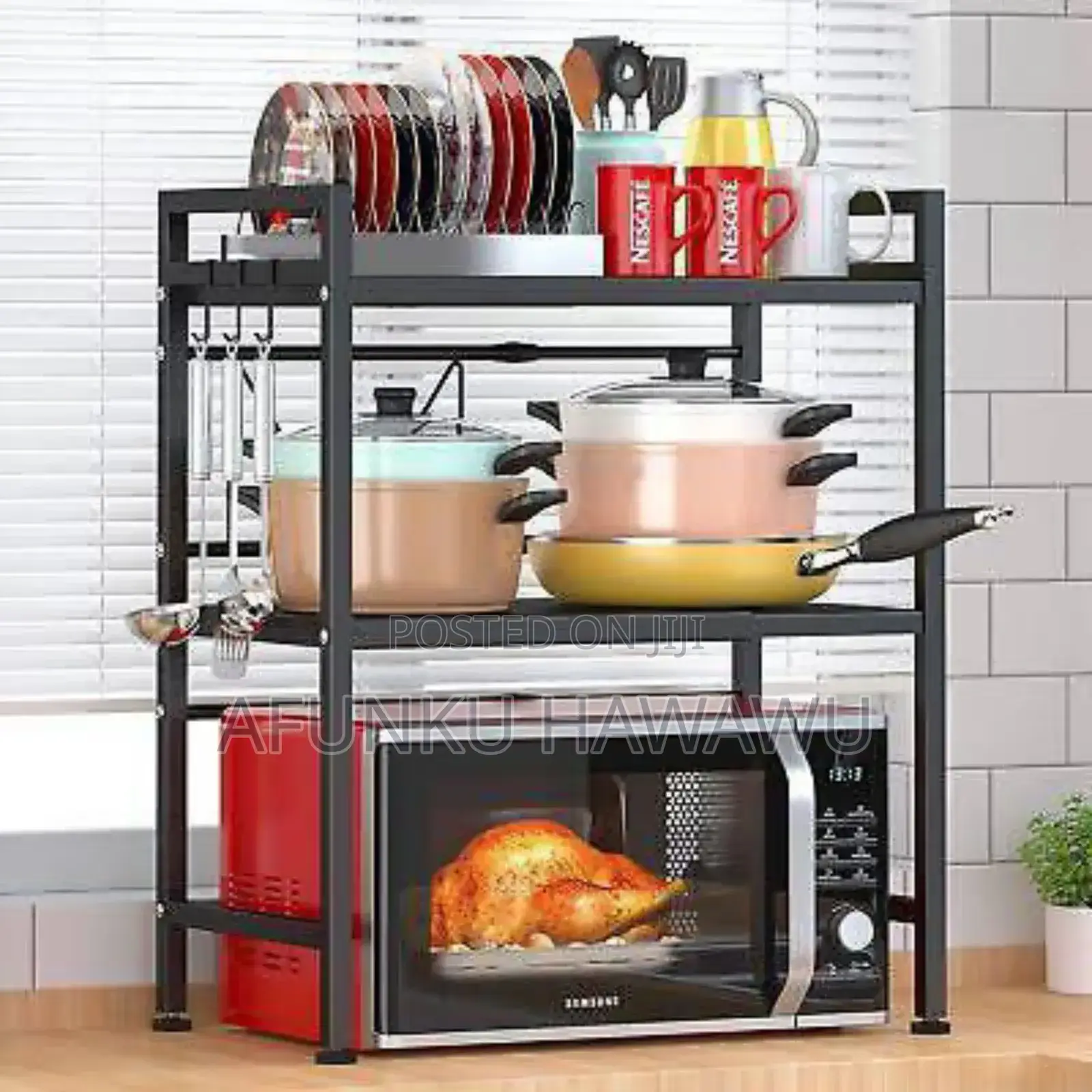 2 Tiers Expandable Microwave Rack