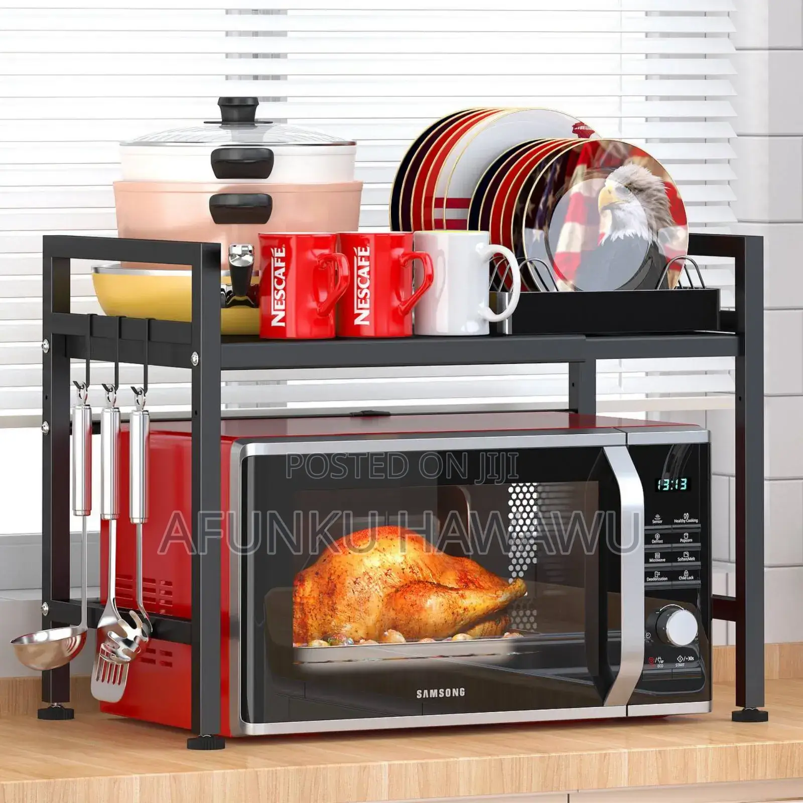 2 Tiers Expandable Microwave Rack