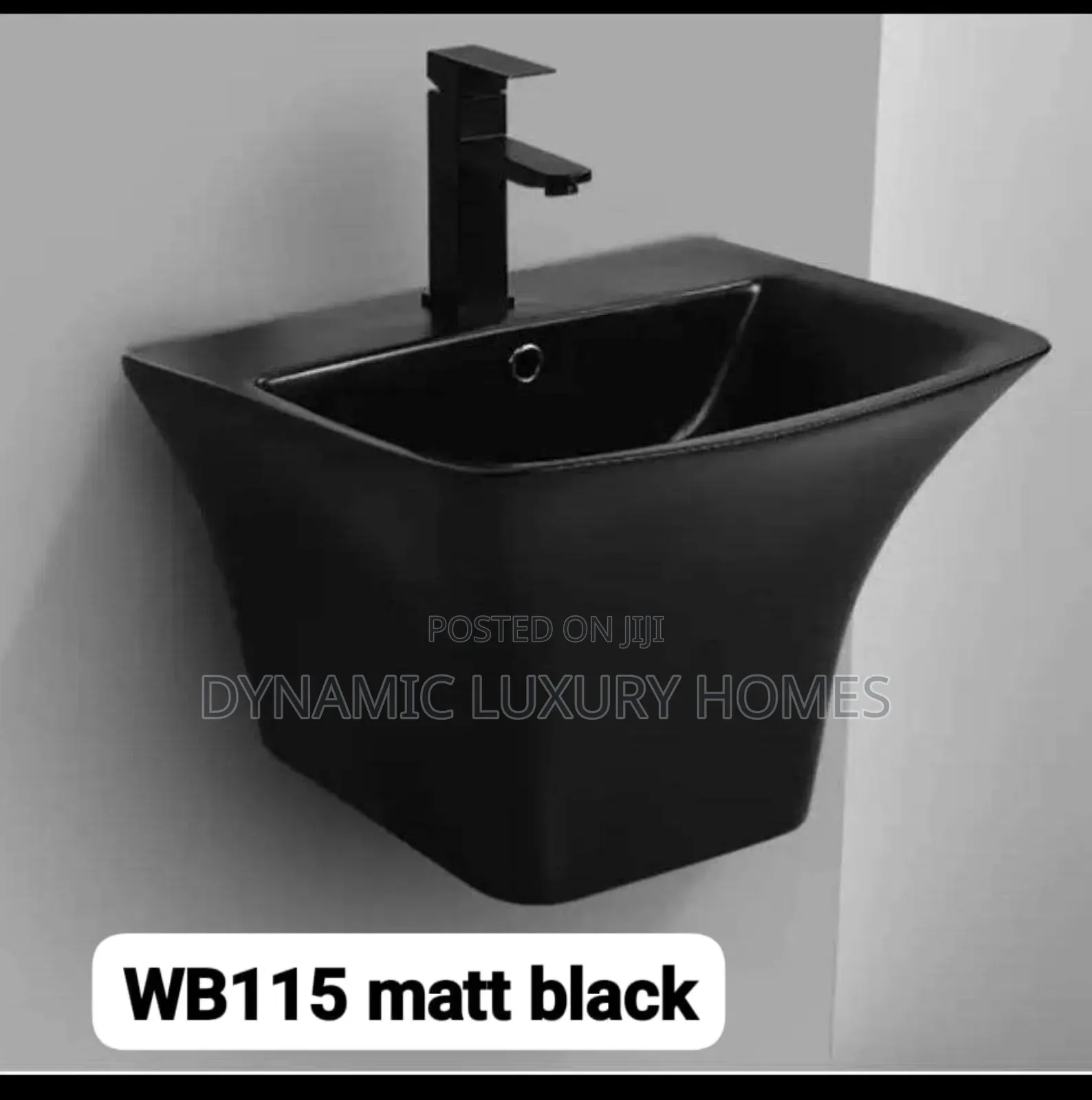 Matt Black Wall Hung Wash Hand Basin