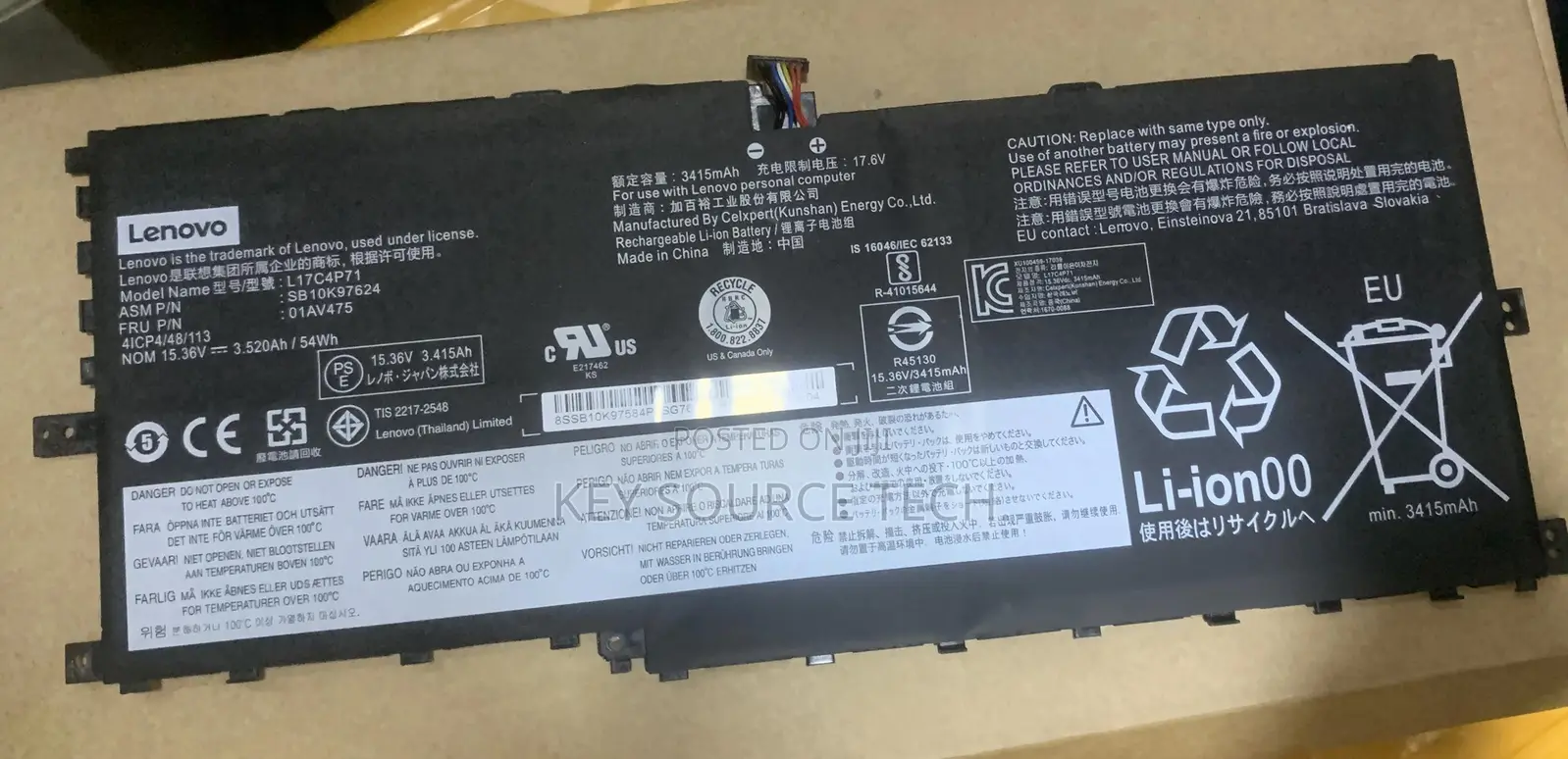 L17c4p71 Laptop Battery for Lenovo Thinkpad X1 Yoga 3rd Gen