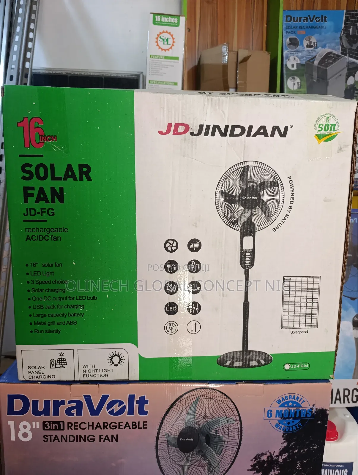 Jd Jindian 16 Inches Solar Rechargeable Fan