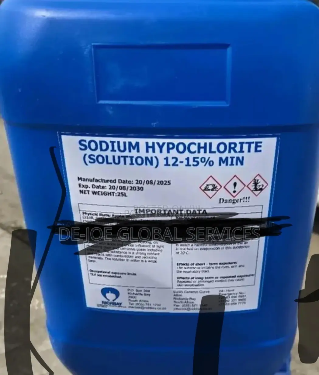 Sodium Hypochlorite 12–15% Solution 25ltrs